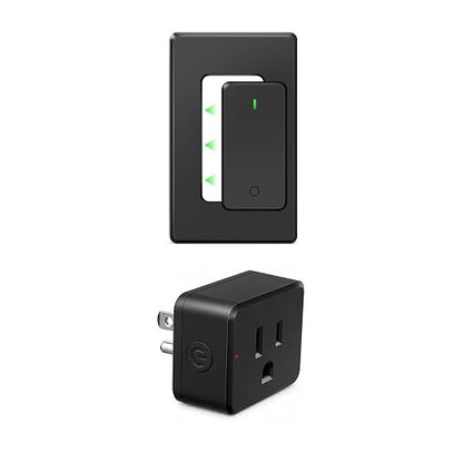 Remote Switch Outlet,NineLeaf Slim Remote Control Outlet Plug with Switch | Wireless On/Off Light Switches Wall Mounted,15A/1500W LED,TUV List,No Wiring Needed,500ft RF,for Lamp,Fans,Household,Black