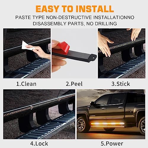 XRIDONSEN 2PCS 70 inch Running Board Strobe Lights 864 LED Emergency Lights