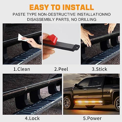 XRIDONSEN 2PCS 70 inch Running Board Strobe Lights 864 LED Emergency Lights