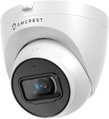 Amcrest Refurbished 4K (8MP) Outdoor Security IP Turret PoE Camera, 3840x2160, Human & Vehicle Detection, 98ft NightVision, 125° FOV, IP67, MicroSD Recording (256GB), REP-IP8M-T2599EW-AI-V3 (White)