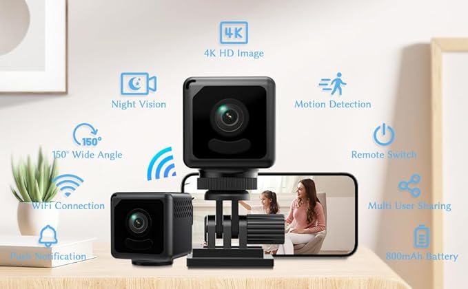 Security Camera 4K HD Indoor/Outdoor WiFi Camera for Home Security, Motion Detection, Night Vision, App Control, Local & Cloud Storage, Wireless Baby Monitor