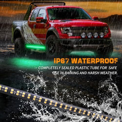 XRIDONSEN 2PCS 60 inch Running Board Strobe Lights Green Emergency Lights