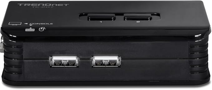 TRENDnet 2-Port USB KVM Switch, TK-207K | Control Two Computers with One Set of Console Controls,2048 x 1536 Resolution,60Hz Refresh Rate,All Required Cabling Included