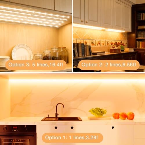 DAYBETTER Under Cabinet Lighting Kit,8 PCS White LED Strip Lights with APP