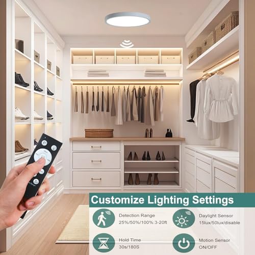 12 Inch Motion Sensor LED Ceiling Light, White