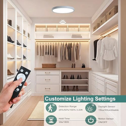 12 Inch Motion Sensor LED Ceiling Light, White