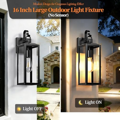 16'' Outdoor Wall Lights 2 Packs, Exterior Lighting Fixtures, Black