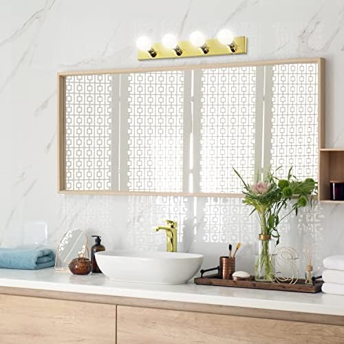 Design House 500868 4-Light Vanity Strip Light Contemporary Dimmable for Bathroom, Bedroom, Makeup Vanity, Polished Brass