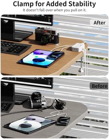 Desk Clamp Power Strip with 4 Outlets & 4USB, 6FT Extension Cord for Home