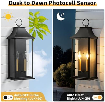 20.6" Large Dusk to Dawn Outdoor Wall Light, Modern Porch Lights