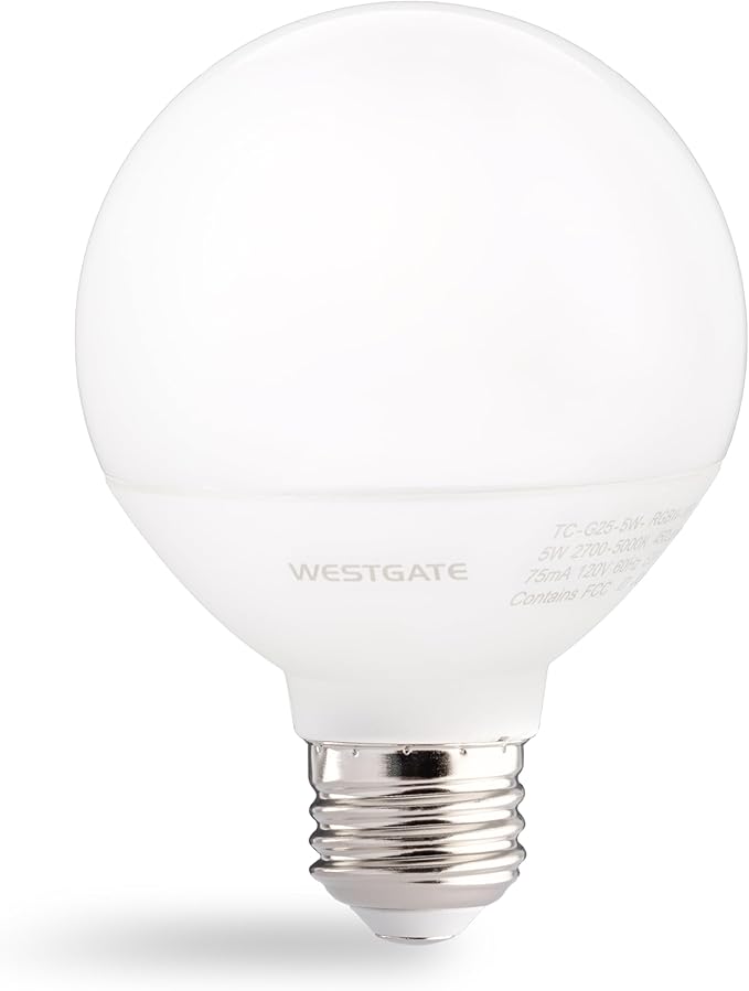 Westgate TC-G25-5W-RGBW-WIFI LED Smart Lamps 5W RGBW, Color Changing Light Bulb, Compatible with Alexa, Works with Google Home, Bathroom Vanity Light, 1 per Box