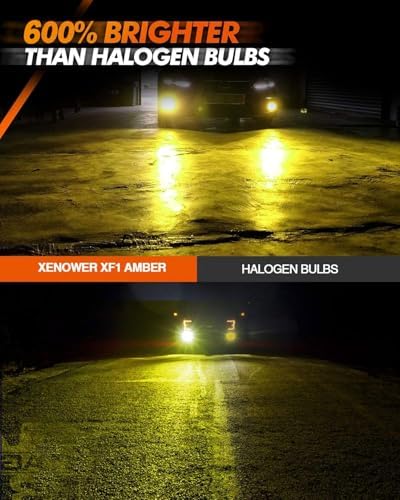 SEALIGHT 9006 LED Fog Light Bulbs Yellow, 600% Brightness 9006 HB4 LED Fog Light, 3000K Amber Strong Penetration 9006 Fog Light Led Bulb Yellow Replacement for Cars,Trucks(Pack of 2)