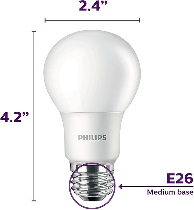 PHILIPS LED 40W A19 24-Pack Basic Soft White Light Bulbs (2700K) 450 Lumen (5W = 40W) Frosted Flicker-Free Light Bulbs (E26 Base)