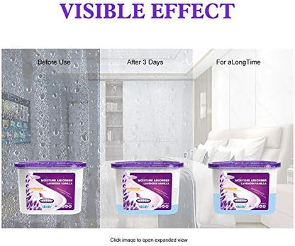 CANAGER Lavender Vanilla Moisture Absorber Box,Odor Eliminator and Dehumidifier Boxes for Closet,Bedroom,Kitchen,Bathroom-6 Packs,Cups - Traps Moisture for Fresher, Cleaner Air Purple