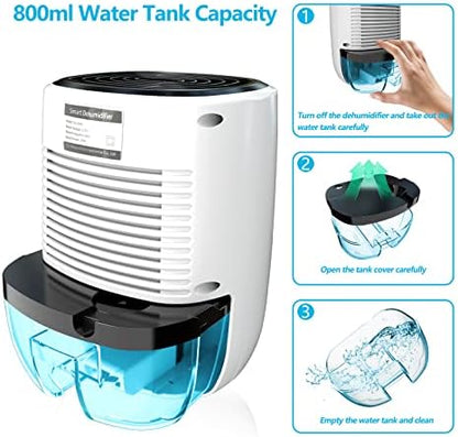 Dehumidifiers for Home 27oz(800ml), Small Auto Shut off with Drain Hose