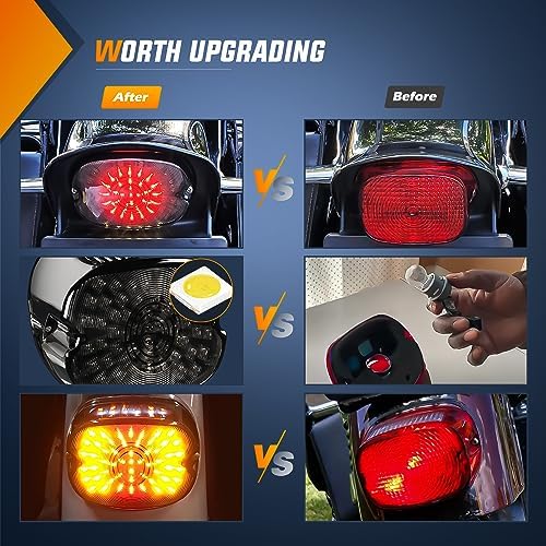 Nilight Motorcycle Tail Light Brake Turn License Plate for Harley, Smoked
