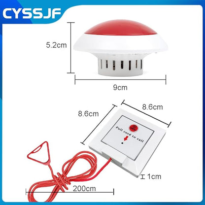 Disabled Person Toilet Alarm with Pull Cord & Waterproof Wrist SOS Buttons, Long Range Medical Alert System for Elderly, Nurse Call Alert for Home Care & Hospital Use