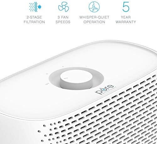 Pure Enrichment PureZone Breeze Tabletop 2-in-1 Air Purifier and True HEPA Filter, Cleans Air, Helps Alleviate Allergies, Removes Pet Hair, & Smoke - Ideal for Home, Bedroom, & Office Desktop Surfaces