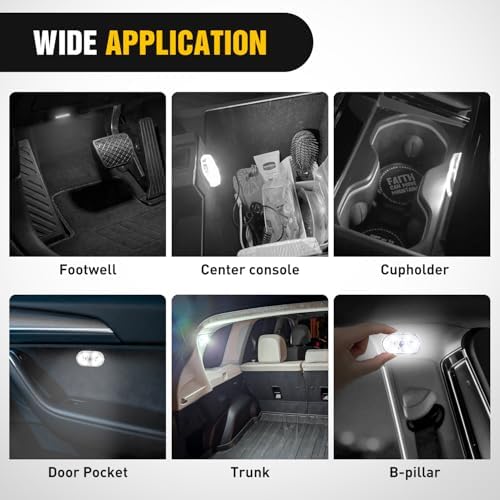 Nilight 2 PCS White Color Wireless Magnetic LED Interior Lights