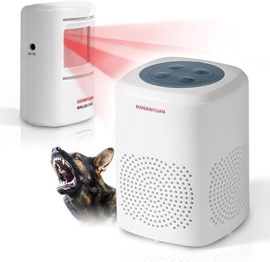 Barking Dog Motion Sensor-Pir Human Body Dog Barking Alarm Realistic Wireless Loud 1000Ft Door Chimes Home Security 1 Receiver 1 Motion Dectector Driveway Alarm Kit…