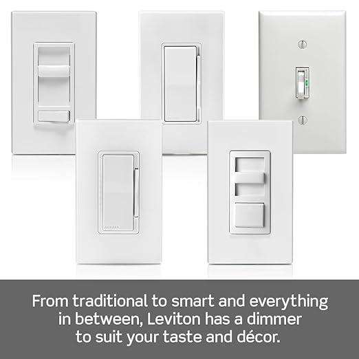 Leviton SureSlide Dimmer Switch for Dimmable LED, Halogen and Incandescent Bulbs, 6672-1LT, Light Almond