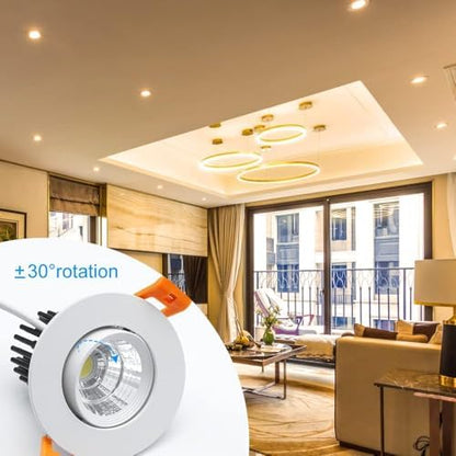 inShareplus 2 Inch LED Downlight, 3W Recessed Lighting COB Dimmable, 3000K Warm White, CRI80, Ceiling Lights with LED Driver, 20 Pack