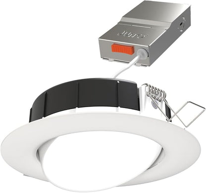 Juno LED Shower Light, Adjustable 4 Inch Wafer Downlight, Switchable Color Temperature 2700K/3000K/3500K/4000K/5000K, 90+ CRI, Matte White, 4-Inch