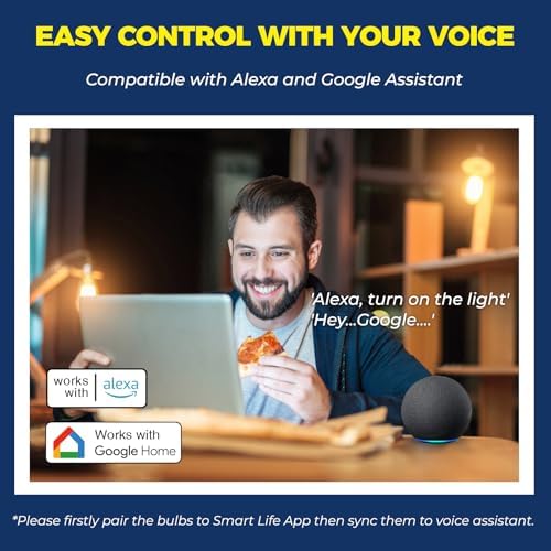 Lightinginside Smart E12 LED Bulbs 60W Compatible with Alexa/Google Home, 6PCS