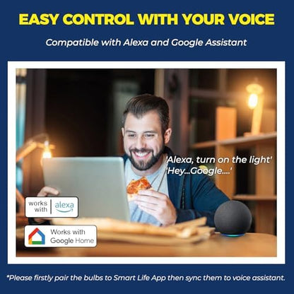 Lightinginside Smart E12 LED Bulbs 60W Compatible with Alexa/Google Home, 6PCS