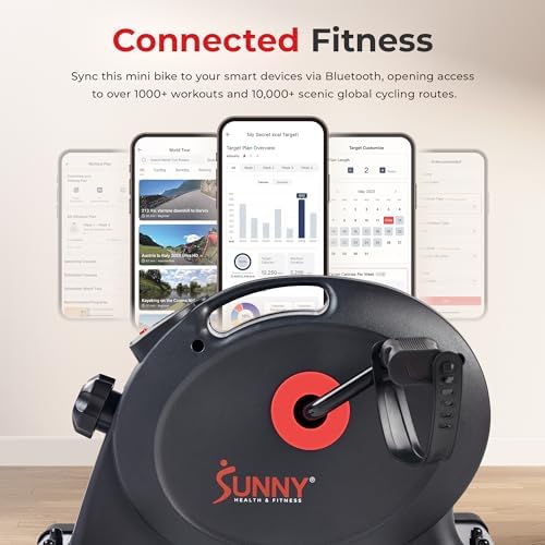 Sunny Health & Fitness Smart Mini Cycle, Under Desk Pedal Arm/Leg Exerciser | Dual Function, Low-Impact Cycle Workout, Rehab/Recovery, Space-Saving Design, Mesh-Belt Resistance, SunnyFit App Connectivity