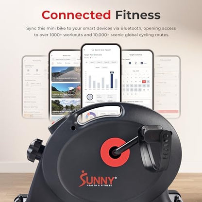 Sunny Health & Fitness Smart Mini Cycle, Under Desk Pedal Arm/Leg Exerciser | Dual Function, Low-Impact Cycle Workout, Rehab/Recovery, Space-Saving Design, Mesh-Belt Resistance, SunnyFit App Connectivity