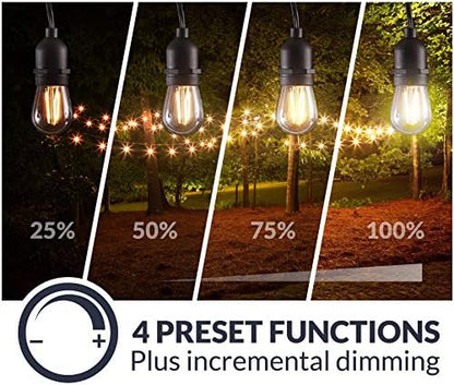 Newhouse Lighting RS-NA-265W Wireless Outdoor LED String Light Dimmer Control Outlet | 265 Max Watts | 100ft Remote Range | ETL Listed, Black