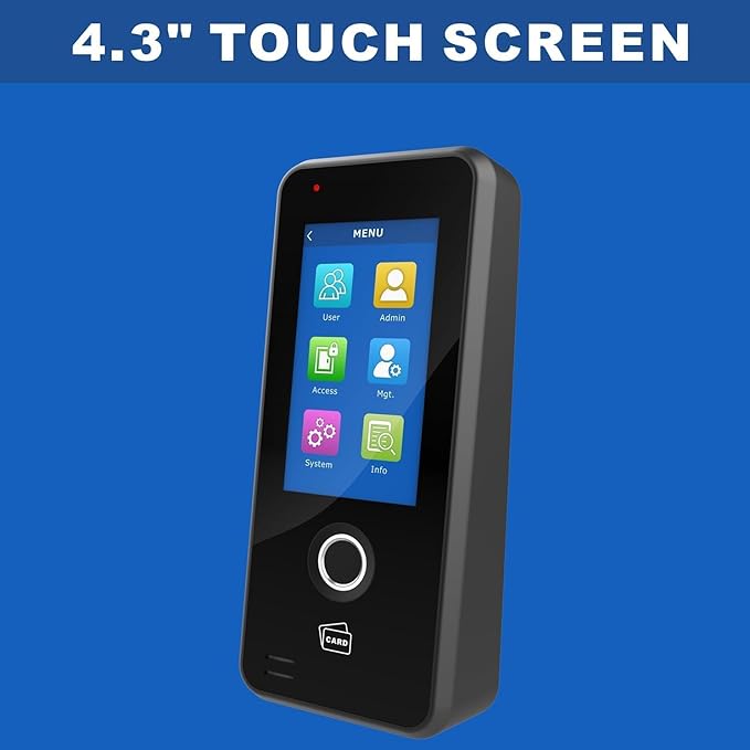 UHPPOTE Fingerprint Door Access Control Keypad Terminal Biometrics Access Controller w/ 4.3-inch Touch Screen Support Tuya App WiFi