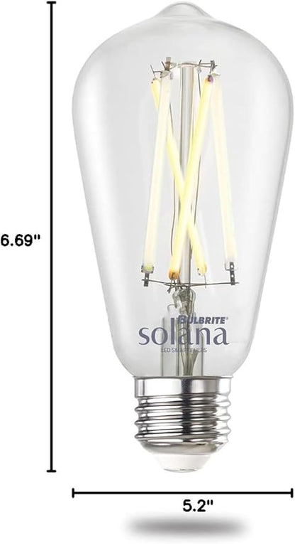 Bulbrite Solana 60-Watt Equivalent ST18 Smart Wi-Fi Connected 90CRI LED Edison Filament Light Bulb