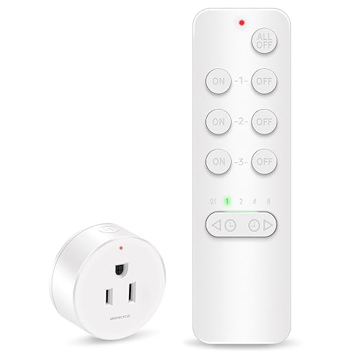 Remote Control Outlet, GREENCYCLE Remote Timer Switch, Plug in Light Switch Outlet, 500ft Range, 15A/1500W, for Lights, Fans, Christmas Lights, Household Appliance