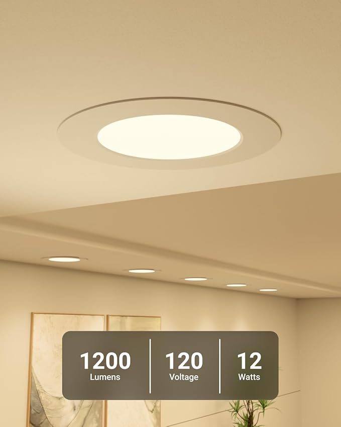 Sunco 20 Pack Retrofit LED Recessed Lighting 6 Inch, Can Lights for Ceiling, 1200 LM, 15W, Selectable CCT 2700K/3000K/4000K/5000K/6000K, Dimmable, Ultra Thin Flat Light Fixture UL
