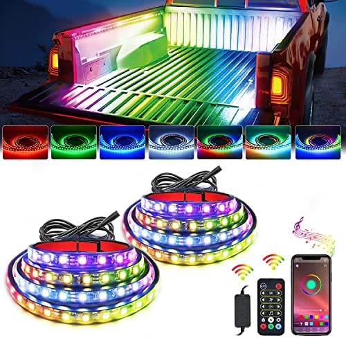 Nilight Truck Bed Light Strip RGB-IC LED Bar 2PCS 60 inch Cargo Lighting