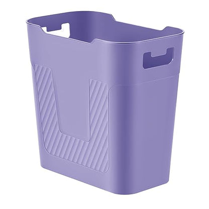 Small Purple Trash Can Wastebasket, 2.9 Gallon Plastic Garbage Can Waste Basket for Narrow Spaces Bathrooms Laundry Room Kitchens Offices Kids Rooms (Purple)