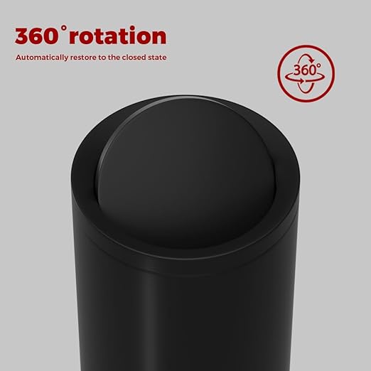 12L/3GAL Black Bathroom Trash Can with Lid,Swing Lid Trash can for Bedroom, Modern Trash Can for Bathroom,Bedroom,Living Room,Office,Laundry,Hotel,Bank