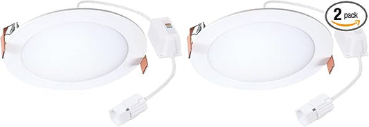 HALO HLBQL6099FS1E Quicklink Canless LED Downlight Selectable 2700K, 3000K, 3500K, 4000K, 5000K CCT 6 inch White (Pack of 2)