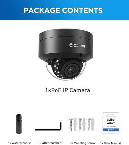 4COVR 4K PoE Camera Outdoor, 8MP UHD Vandal Wired Surveillance Dome Security IP Camera with Mic, IK10 Vandal-Proof IP67, AI Human/Vehicle Detection, 2.8mm Lens,100ft Night Vision, LY54AB8MA(NOT PTZ)