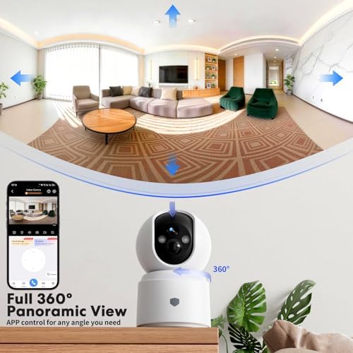 Noonkey Wireless Surveillance Cam Indoor, 4MP HD Battery-Powered Camera with 6000mAh Battery, 5G&2.4G WiFi6, AI Motion Detection, 2-Way Audio, Color Night Vision for Home Security/Baby/Pet, 3K/2-Pack