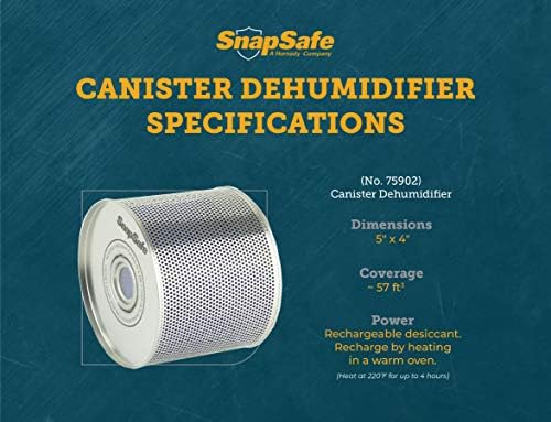 SnapSafe Reusable Canister Dehumidifier, 75902 - Portable, Easy to Use Moisture Absorbers for Gun Safes & Cabinets - Prevent Moisture Damage for Gun Safe Accessories, Firearms in Your Gun Vault