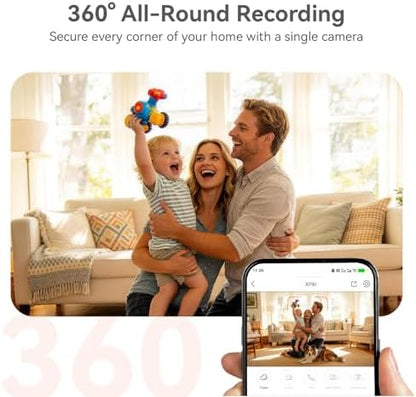 4K UHD Indoor Camera, 64G Built-in Storage No Subscription,Pet Camera Indoor with Phone App,Work as Baby Monitor/Cat/Dog Camera,360°Pan&Tilt,Two-Way Talk,Privacy Mode,AI Tracking/Detection