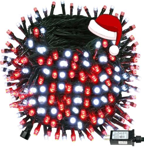 Connectable 88Ft 240LED Christmas String Lights Outdoor Indoor, Red&White