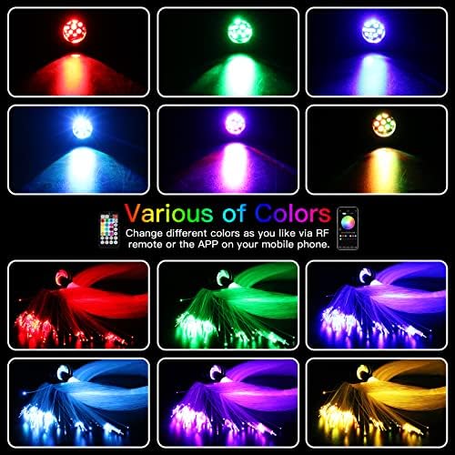 AZIMOM 16W Twinkle & Sound Activate 500pcs*0.03in*9.8ft Fiber Optic Starlight Headliner Kits for Car Home Star Ceiling Sky Decoration, APP& Remote Control Light Engine End Glow Fiber