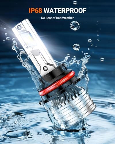 SEALIGHT H13 Bulbs, 120,000LM 17X Brightness, 9008 H13 6500K White, IP68 Waterproof 80000Hrs Lifespan, 5X Heat Dissipation driving, Plug and Play, 2 Pack