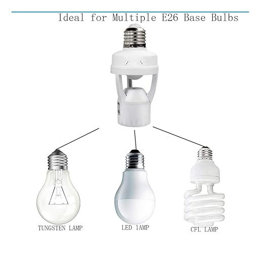 TWDRTDD Motion Sensor Light Socket,PIR Motion E26 Screw Bulb Adapter, Auto On/Off Night Light Control Smart Sensor Bulb Adapter for Storage Room, Garage Lighting Fixture (E26-Sensor)