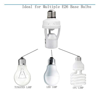 TWDRTDD Motion Sensor Light Socket,PIR Motion E26 Screw Bulb Adapter, Auto On/Off Night Light Control Smart Sensor Bulb Adapter for Storage Room, Garage Lighting Fixture (E26-Sensor)