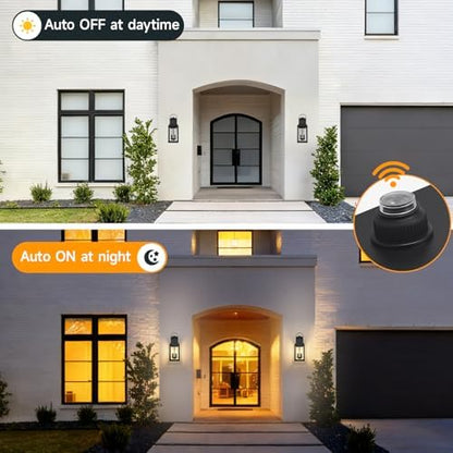 Dusk to Dawn Exterior Lighting Fixtures, Black Sensor Outdoor Porch Lights